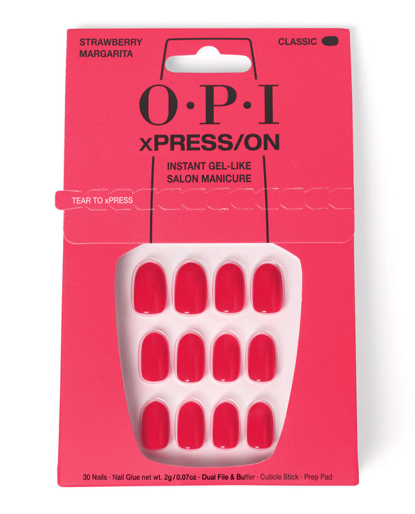 OPI xPRESS/ON – Strawberry Margarita – Korte Zelfklevende Kunstnagels met Gel-look