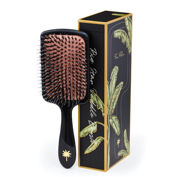 Fan Palm -  Haarborstel Zwart met Glitter Large