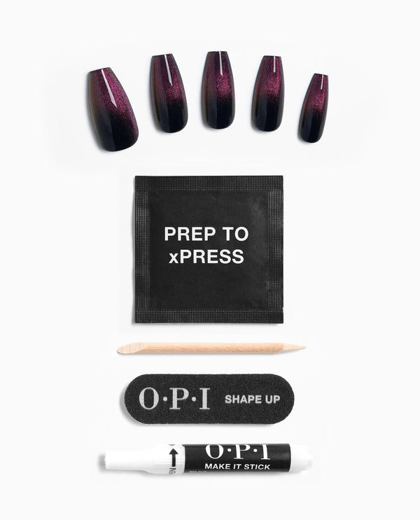 OPI xPRESS/ON – Swipe Night - Lange Zelfklevende Kunstnagels met Gel-look