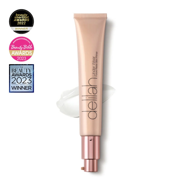 Delilah Under Wear Primer in een elegante verpakking, perfect voor een gladde basis.