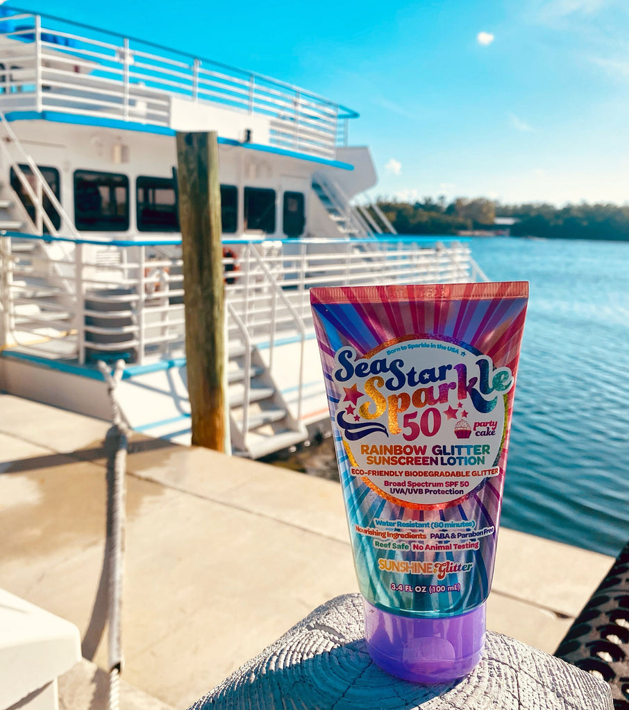 Sunshine & Glitter - Sea Star Sparkle Rainbow Party Cake SPF 50 Travel-Ready Gift Set