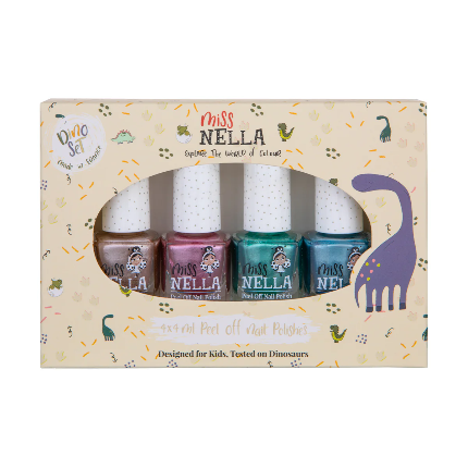 Miss Nella - Nagellack Set Dino - Set von 4 Peel -Off -Nagellackern