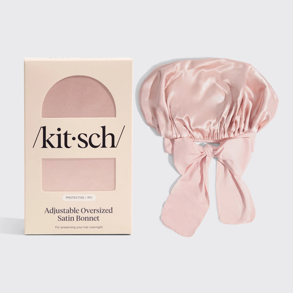 Kitsch Verstelbare Oversized Satijnen Bonnet – Blush