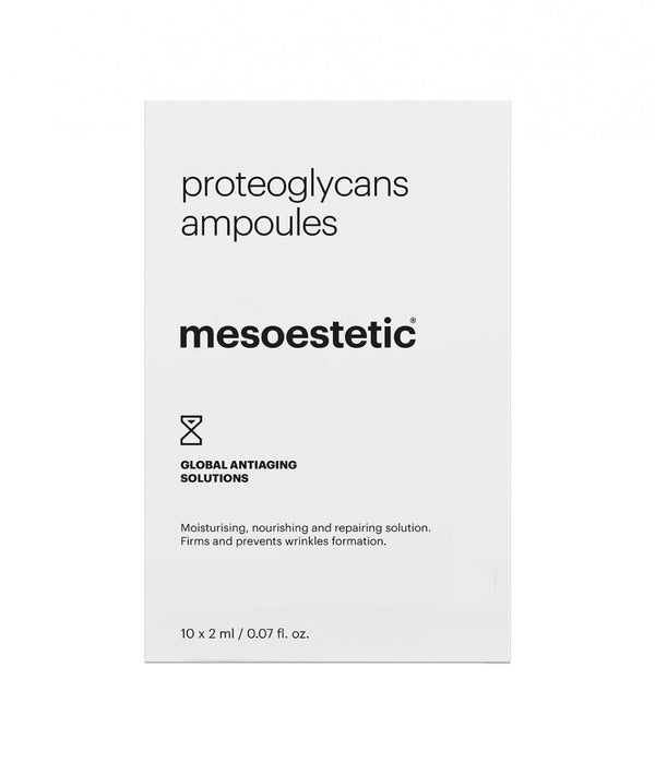 Mesoestetic Proteoglycans Ampoules - Verpakking: Luxe verpakking van de Mesoestetic Proteoglycans Ampoules voor intensieve huidverzorging, ideaal voor een stralende teint.