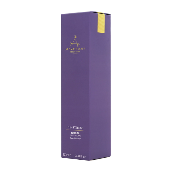 Zijaanzicht van de Aromatherapy Associates De-Stress Body Oil Verpakking