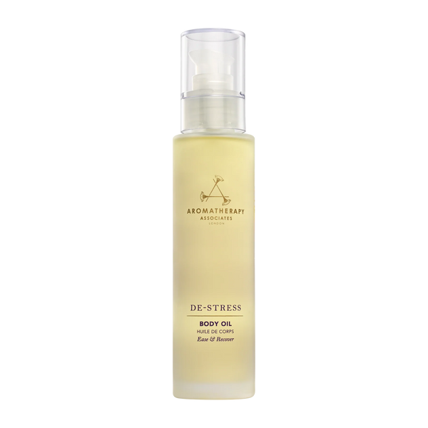Ontspannende De-Stress Body Oil van Aromatherapy Associates in glazen flacon