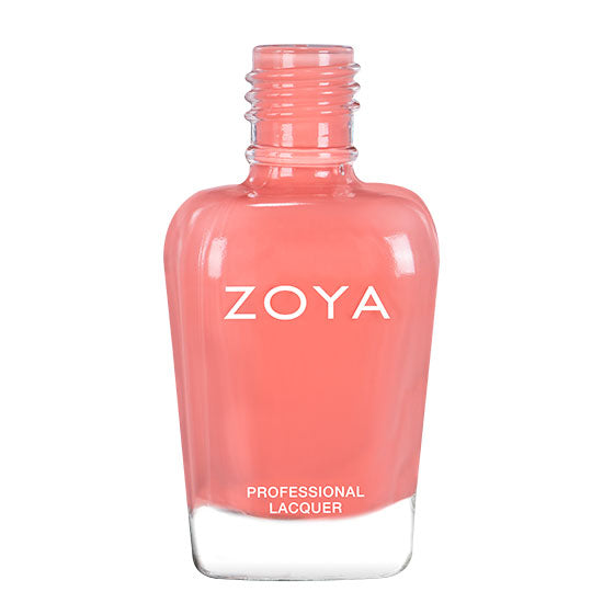 Nagellakflesje van Zoya Emma – warme koraalroze crème nagellak