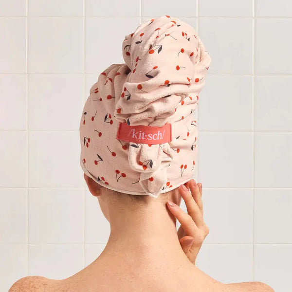 Kitsch - XL Haarhanddoek Wrap – Cherry Print