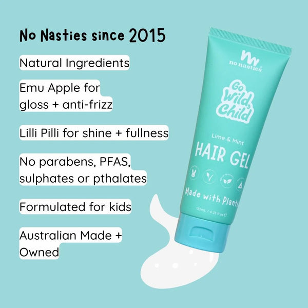 No Nasties  - Kids Hair Gel – Plantaardig & Alcoholvrij - Limoen & Munt (125 ml)