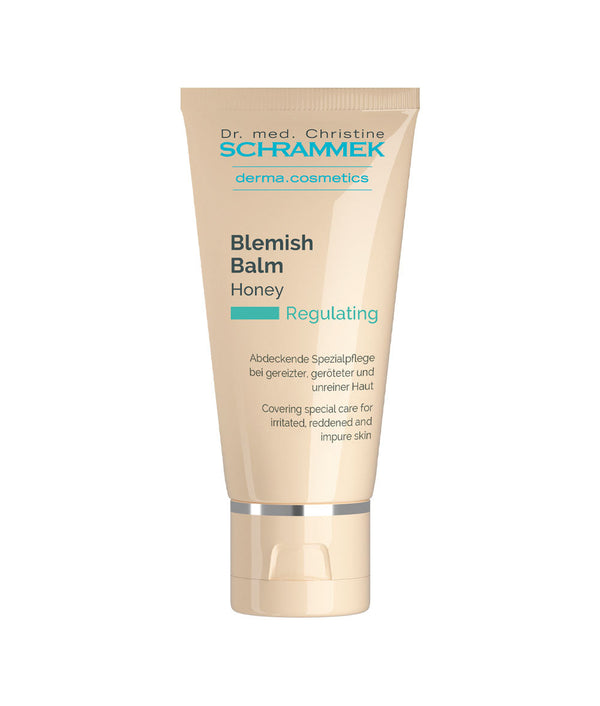 Dr. Schrammek Blemish Balm in de kleur Honey – verzorgende en matterende crème voor de gevoelige of geïrriteerde huid, ideaal als getinte dagcrème of make-up basis