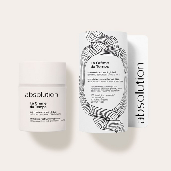 erpakking en product van Absolution Cosmetics - La Crème du Temps, anti-aging crème.
