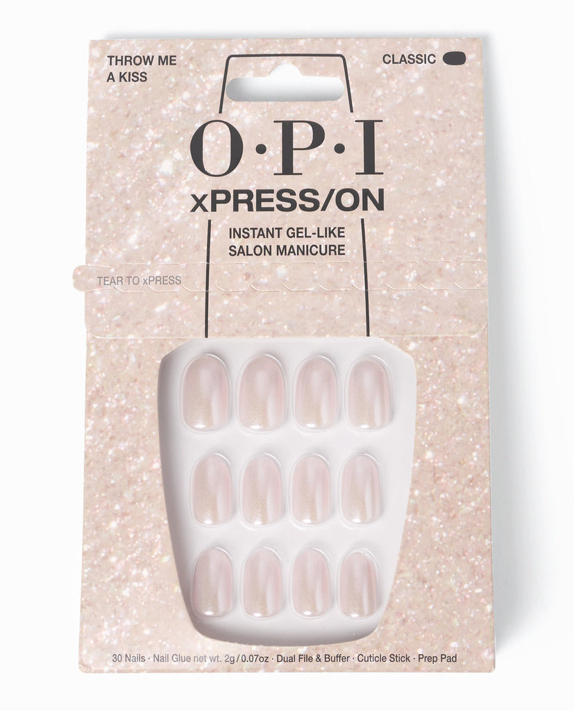 OPI xPRESS/ON – Throw Me a Kiss – Korte Zelfklevende Kunstnagels met Glans en Gel-look