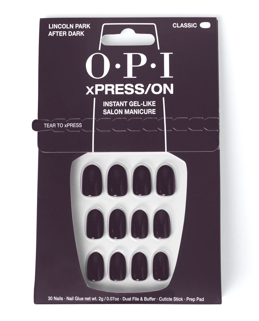 OPI xPRESS/ON – Lincoln Park After Dark – Korte Zelfklevende Kunstnagels met Gel-look
