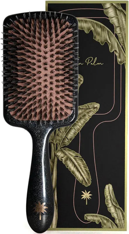 Fan Palm -  Haarborstel Zwart met Glitter Large