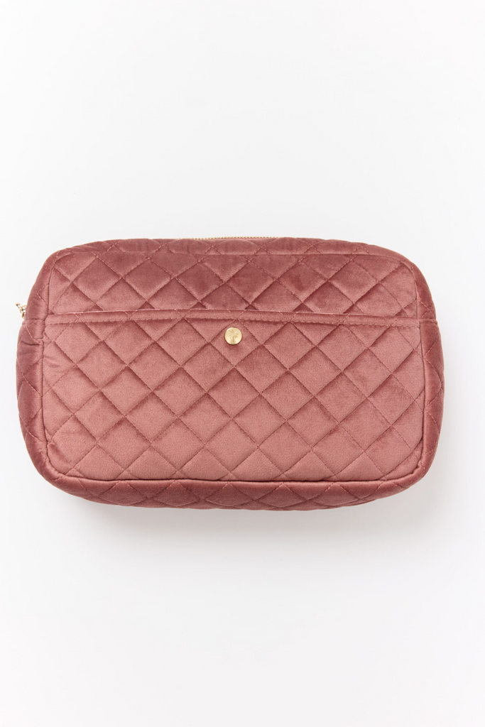 Fan Palm - Toilettas Vintage Rose Gewatteerd Fluwelen