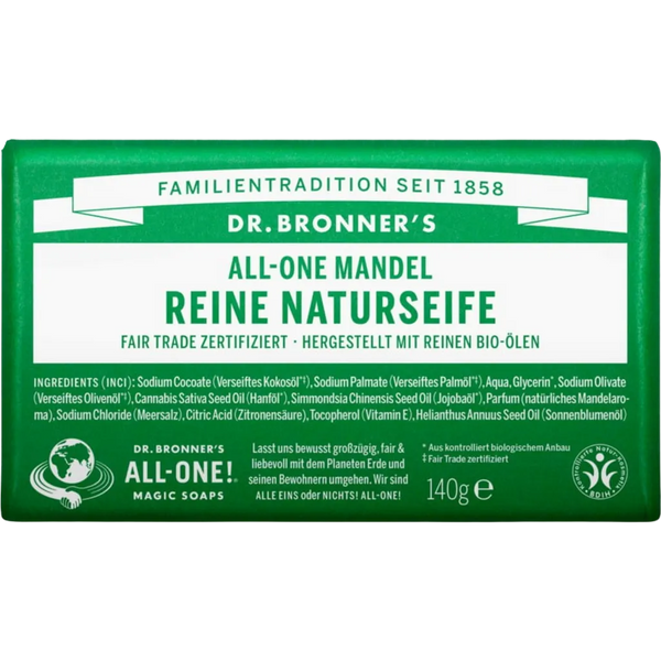 Dr. Bronner's - Amandel Zeepblok - Beauty Junkies