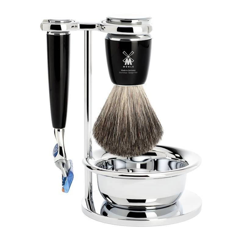 Mühle - RYTMO scheerset 4-delig – Fusion – zwart (complete luxe scheerset)