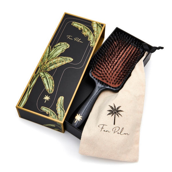 Fan Palm -  Haarborstel Zwart met Glitter Large