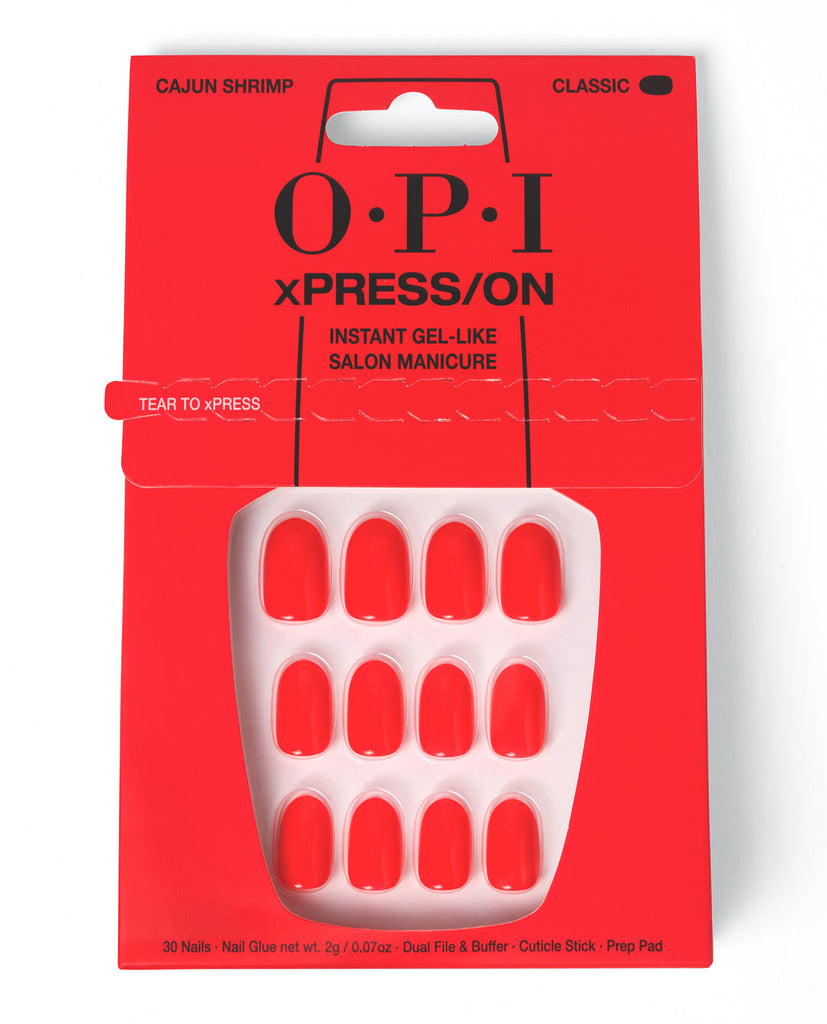 OPI xPRESS/ON – Cajun Shrimp – Korte Zelfklevende Kunstnagels met Gel-look