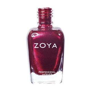 Zoya – Sarah – Vegan Rood-Robijn Metallic Nagellak met Fuchsia Sprankeling – 15 ml