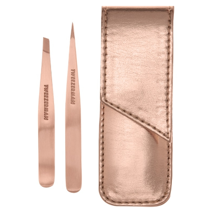 Tweezerman Rosé Petit Tweezer Set in Pouch (midi) - Beauty Junkies