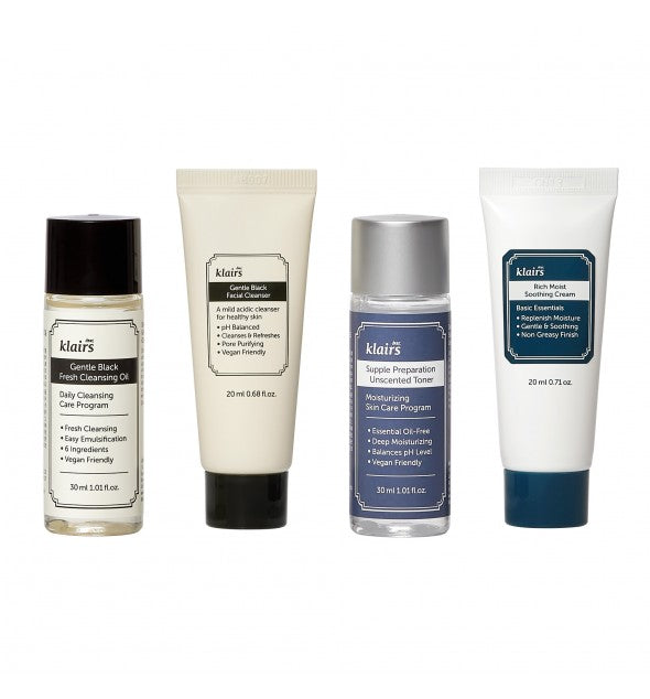 Klairs -  Skincare Trial Kit – 4-Delige Mini Set voor Gezichtsverzorging