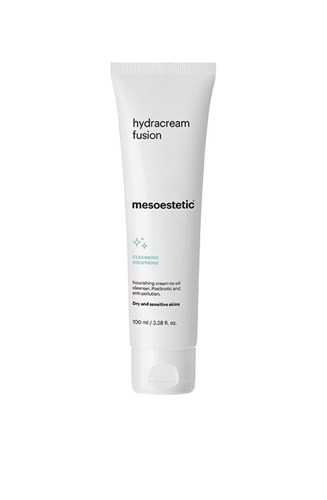 Mesoestetic® Hydracream Fusion: Luxe reinigende gezichtscrème die verandert in een olie voor diepe hydratatie en bescherming tegen vervuiling.