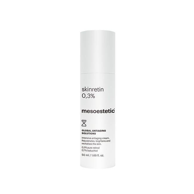 Ontdek Mesoestetic® Skinretin 0,3% Nachtcrème. Vermindert rimpels, verbetert huidtextuur en herstelt elasticiteit voor een stralende huid.