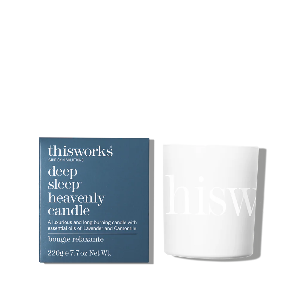 Deep Sleep Heavenly Candle met elegante verpakking, klaar om ontspanning te brengen