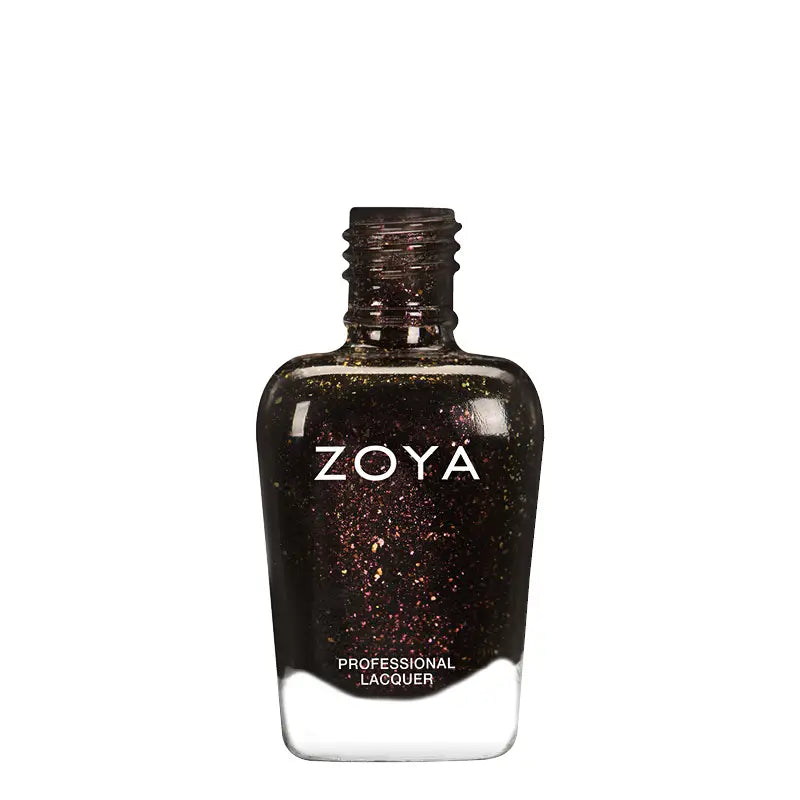 Zoya - Lilith – Zwarte Holografische Nagellak met Roze Gouden Flakes – Vegan