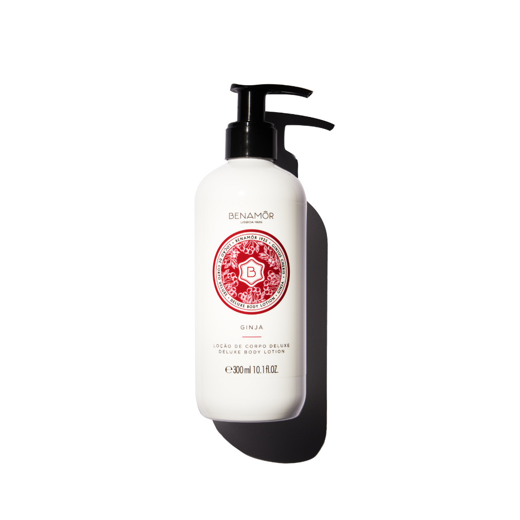Ginja Body Lotion in een elegante verpakking met kersen en amandel geur