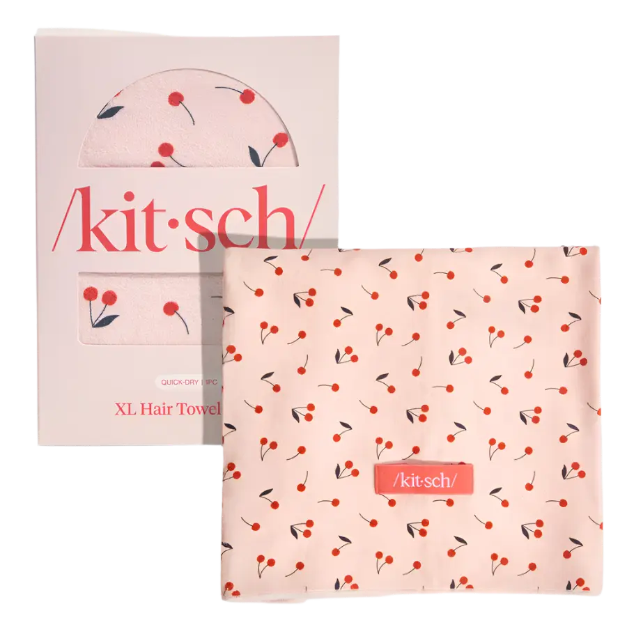 Kitsch - XL Haarhanddoek Wrap – Cherry Print