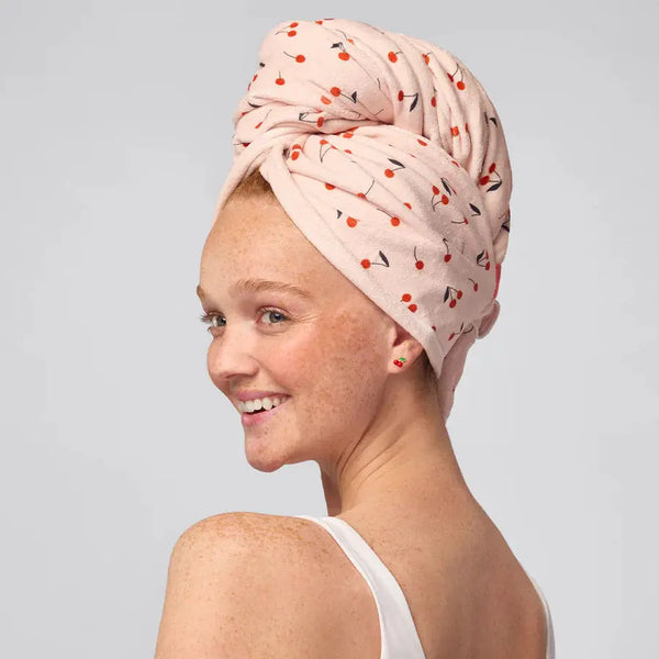Kitsch - XL Haarhanddoek Wrap – Cherry Print