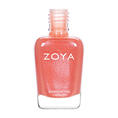 Nagellakflesje van Zoya Zahara – glanzende koraaltint met opalescente shimmer