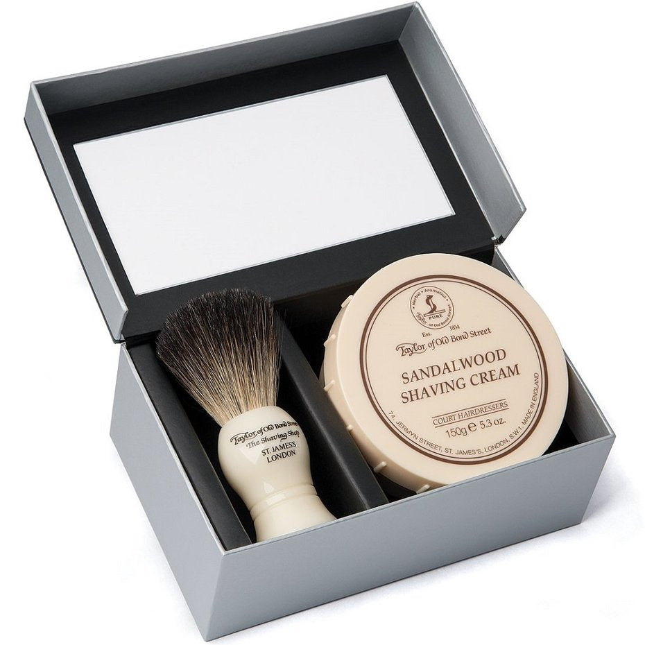 Taylor of Old Bond Street - Giftbox Scheerkwast en Scheercrème Sandalwood - Beauty Junkies